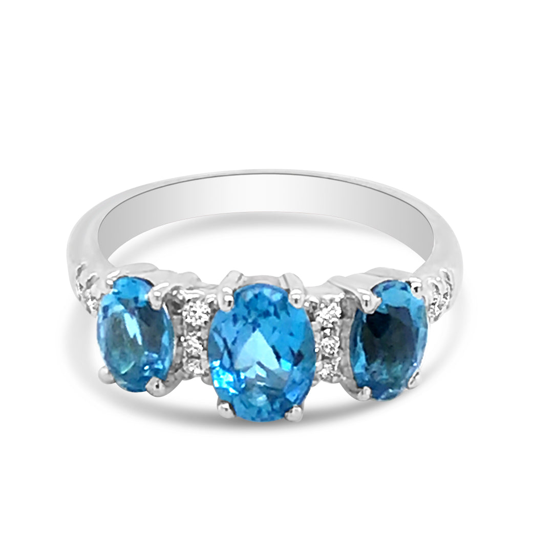 Blue Topaz and Diamond Ring