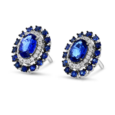 Blue Sapphire and Diamond Earrings - Sirus Tanya